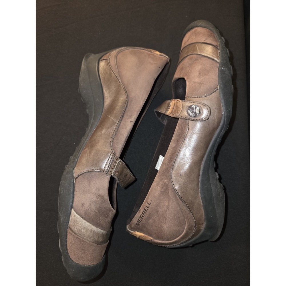 Merrell Eden MJ Mary Jane Multi Brown Ortholite Low Wedge‎ Shoes Women's Size 9